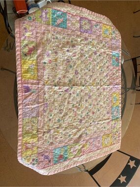 Hand made baby girl blanket Pastel Floral Patchwork Baby Quilt - Pink